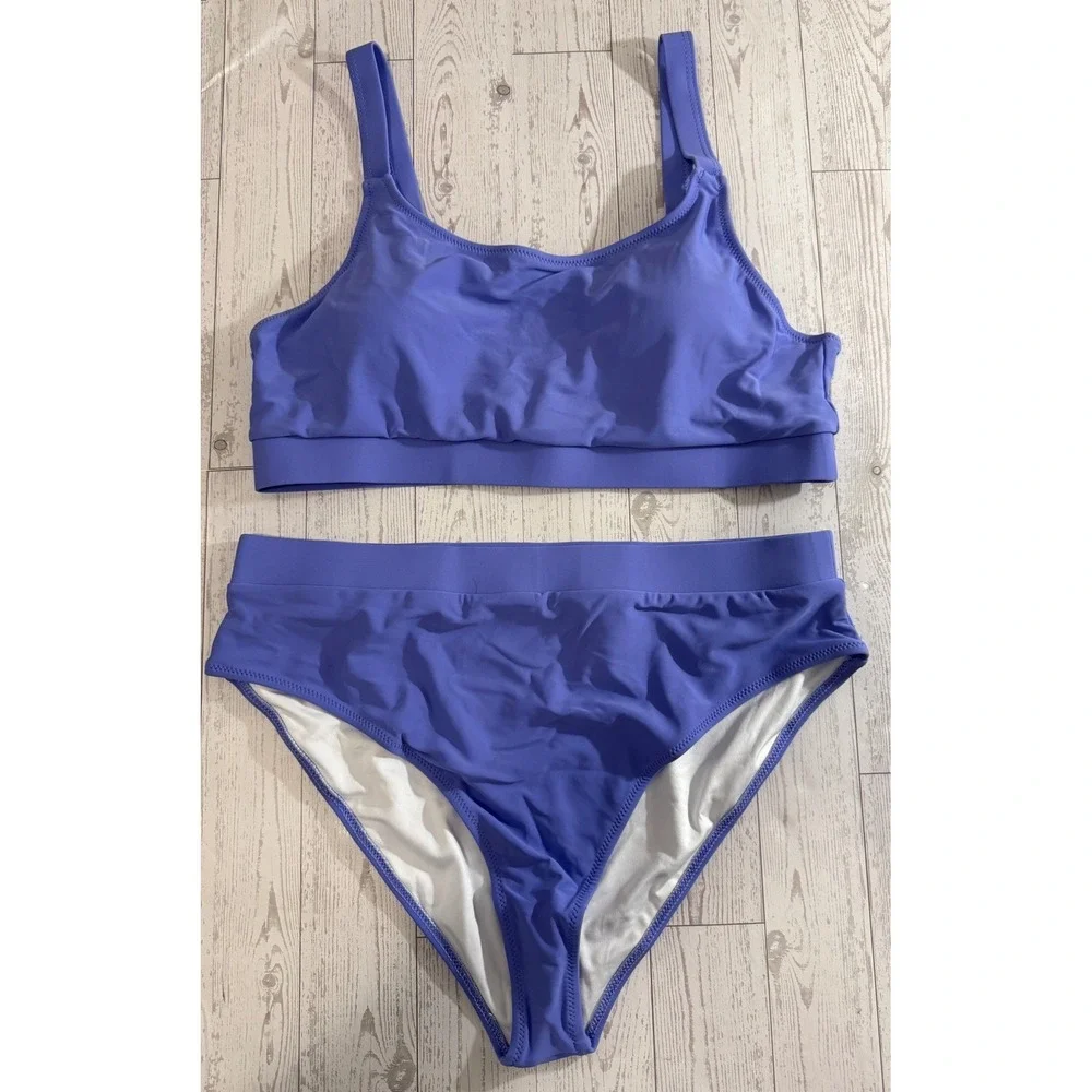 ZINPRETTY XL Purple High Waist Bikini Swimsuit‎